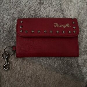 Red wrangler womens wallet with keychain